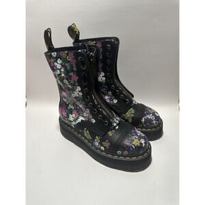 Dr Martens Sinclair Boots Hi Womens 7 Platform Chunky Zip Lace Up Floral New
